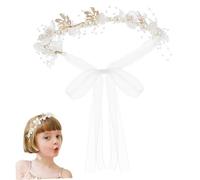 Beaupretty Pearl Flower Hairband for Weddings Comfortable Durable Bridal Headpiece Fairy Ribbon Hair Accessory for Women Versatile Floral Crown for Special Events