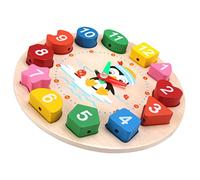 Beaupretty Penguin Clock Wooden Learning Puzzle for Cartoon Design Teaching Analog Recognition Educational for Preschoolers