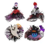 Beaupretty Pet Hair Clips Plastic Material for Dogs and Cats 4pcs Halloween with Spider Web Tulle Design Quick and Effortless Styling, for Halloween Horror Parties and Day the Dead