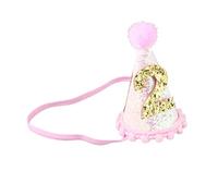 Beaupretty Pink Glitter Ball Birthday Hat for Two Year Stylish Photo Prop Party Accessory Safe Material with Elastic String for for Birthday Celebrations
