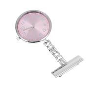 Beaupretty Pink Nurse Pocket Watch for Clinic Staff with View Dial and Clasp on Clothes, Alloy and Glass Material, Key Shape Design Suitable for Paramedics and Girls