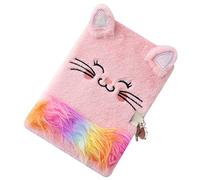 Beaupretty Plush Cat Secret Diary Lockable Notepad for Soft Plush Cover with Cute Cat Design for Writing Drawing and Creative DIY Projects for Birthdays and Holidays