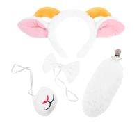 Beaupretty Plush Lamb Ears Headband with Tail and Bowtie Cartoon Sheep Horn Hair Hoop for Adults and Soft Animal Costume Accessories for Halloween Farm Parties and Photo Booth Props