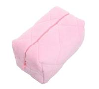 Beaupretty Plush Makeup Bag Large Capacity Cosmetic Pouch with Zipper for Skincare and Toiletry Storage Soft Travel Organizer in Pink for Women