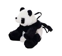 Beaupretty Plush Panda Backpack Large Capacity Storage Bag Metal Zipper Adorable Animal Plush Organizer for Boys Black and White