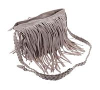 Beaupretty Polyester Women Shoulder Bag with Tassel Adjustable Strap Zipper Closure Elegant Messenger Handbag for Travel Shopping Work School Grey