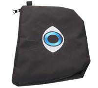 Beaupretty Portable Black Makeup Bag with Evil Eye Print, Polyester Travel Cosmetic Toiletry Organizer for Women, Holds Toiletries and Cosmetics, for Camping and Fitness