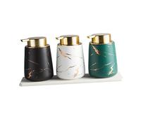 Beaupretty Portable Ceramic Pump Bottle 400ml Lotion Dispenser for Hand Soap and Travel Use Marbling Black