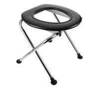 Beaupretty Portable Commode Chair Foldable Toilet Seat for Camping Travel Adults Padded Ring Stainless Steel Frame Bathroom Stool