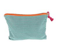 Beaupretty Portable Cotton Linen Makeup Bag Travel Essentials Organizer Versatile Toiletry Stationery Storage Design for Women Spacious Stylish Checkered Pattern
