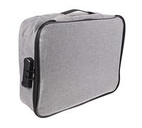 Beaupretty Portable File Bag with Code Lock Durable Document Holder for Certificates Archives Travel Organization Grey Three Layer Design Easy to Carry for Home Office Use