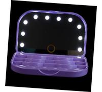 Beaupretty Portable LED Eyelash Organizer with Mirror Stylish Purple Lash Holder Box for False Eyelashes Convenient Makeup Storage for Home Salon Use Practical Design with LED Light for Easy