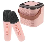 Beaupretty Portable Mini Karaoke Speaker Wireless Mic System with Dual Microphones Deep Bass Easy Pairing Stylish Design for Travel Parties and Home Entertainment