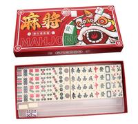 Beaupretty Portable Mini Mahjong Kit Compact Lightweight Chinese Mahjong Set for Travel Family Gatherings and Parties with Clear Pattern Tiles Enhances Coordination and Patience