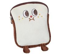 Beaupretty Portable Plush Tampon Storage Pouch with Zipper Convenient Change Purse for Daily Use Multi Purpose Lovely Period Bag for Sanitary Napkins Coins and Cards Brown Cartoon Toast