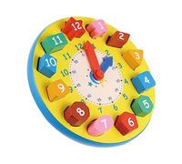 Beaupretty Preschool Clock with Numbers and Shapes Educational Wooden Teaching Tool for Learning Safe Non Toxic Paint Early Childhood Development