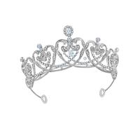 Beaupretty Princess Bridal Crown Heart Shape Diamond Crystal Wedding Hair Accessory