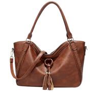 Beaupretty PU Leather Fringe Crossbody Bag for Women Stylish Single Shoulder Tote Outdoor Carry Storage Pouch Large Capacity Brown Fashion Handbag