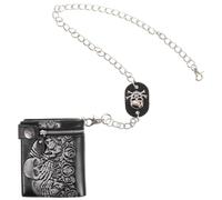 Beaupretty Punk Style Unisex Leather Wallet with Gothic Skeleton Pattern Lightweight Durable Purse with Theft Chain for Outdoor Sports and Travel Fashionable Card Holder