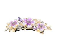 Beaupretty Purple Rhinestone Flower Hairpin Large Claw Clip Spring-loaded Barrette for Women Bridal Updo and Bun Styling Elegant French Style Hairgrip Headwear Accessories for Weddings and