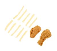 Beaupretty PVC Fried Food Model with Realistic Chicken Legs Wings French Fries for Pretend Play Home Decor Photography Props Market Displays