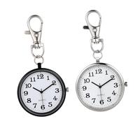 Beaupretty Quartz Nurse Pocket Watch Keychain 2pcs Large Dial Stainless Steel Black White Face Hanging Pendant Nurse Watch Suitable for Medical Professionals