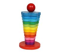 Beaupretty Rainbow Stacking Tower Wooden Educational for Montessori Game for Social Skills and Balance Development Interactive Plaything for Ages