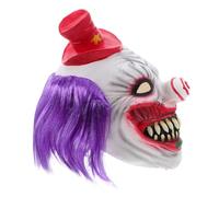 Beaupretty Realistic Full Face Evil Clown Mask with Vibrant Purple and Green Wig Lightweight Latex Halloween Haunted House Prop for Men Circus Cosplay and Scary Party Accessories