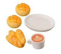 Beaupretty Realistic Miniature Dollhouse Bakery Food Set Faux Bread and Coffee Resin Models for DIY Scene Decorations and Pretend Play Collectible Display Accessories Small Scale Craft Kit