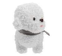 Beaupretty Realistic Plush Dog Soft Stuffed Puppy for Fluffy Cotton Filled White Sitting Bichon Frise Doll Washable Cute Plush Animal for Bedroom Sofa Decor