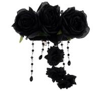 Beaupretty Realistic Rose Clip for Hair Gothic Style Headpiece Black Petals Hairpin Women Fashion Accessory