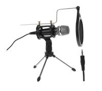 Beaupretty Recording Microphone Kit with Tripod Stand and Pop Filter for Computer and Mobile Phone, Portable Condenser Microphone Suitable for Live Broadcasting and Karaoke Apps in Black