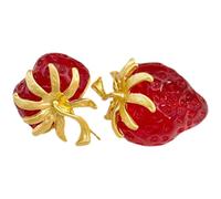 Beaupretty Red Vintage Strawberry Earrings for Women, Exaggerated Retro Fruit Studs Silver Needle, 1 Pair Statement Ear Accessories for Party and Daily Wear