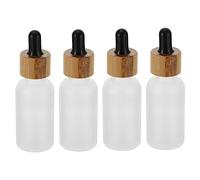 Beaupretty Refillable 30ml Glass Dropper Bottles Bamboo Lid 4pcs Leak-Proof Travel Essential Oil Bottle Portable Dispenser for Liquids and Oils