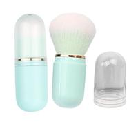Beaupretty Retractable Travel Makeup Brush 2pcs Set Capsule Blush and Powder Foundation Brushes Sky-blue Portable Cosmetic Applicator Cover for On-the-go Use