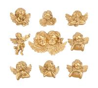 Beaupretty Retro Angel Shaped Resin Patches Non-Fading Golden Embellishments 9pcs with Mixed Style Design for Jewelry and Art Craft Projects for Scrapbooking