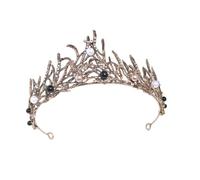 Beaupretty Retro Baroque Black Pearl Crown Tiara Bridal Headband Wedding Headdress Birthday Hair Ornament Female