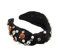 Beaupretty Retro Basketball Headband Cute Rhinestone and Pearl Embellishments for Sports and Game Day Party Hair Accessories for Women