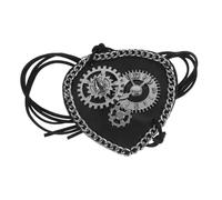Beaupretty Retro Leather Single Eye Patch with Elastic Band for Adults Comfortable Cosplay Eye Cover for Halloween Pirate Party Unique Steampunk Gear Design
