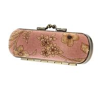 Beaupretty Retro Lipstick Holder Case with Mirror for Lipstick Storage and Cosmetic Organiser Pink Cloth and Aluminium Alloy Material in Handbag for Party Favor and Hiking