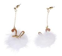 Beaupretty Retro Rabbit Ear Earrings Plush Pom Drop Earrings for Girls Women's Ear Decor