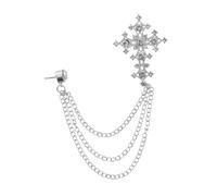Beaupretty Retro Rhinestone Cross Brooch Pin with Hanging Chain Tassel Sparkly Lapel Pin for Women Suit Dress Scarf and Punk Fashion Accessories and Secure Attachment