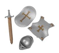 Beaupretty Retro Roman Armor Costume with Portable Shield Helmet Sword for Durable Play Props for Parent Interaction Realistic Design Safe Edges