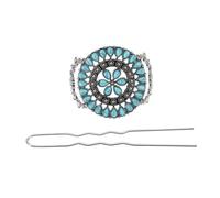 Beaupretty Retro Turquoise Hair Fork Alloy Flower Hairpin Chinese Style Headdress for Women Smooth Safe Hair Accessory for Updo Up Hairstyle Party and Daily Wear Unique Vintage Gift