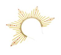 Beaupretty Retro Yellow Crown Headband for Women Gothic Lolita Sunray Hair Accessory Plastic and Metal Party Prop for Wedding and Pregnancy Photoshoot