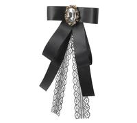 Beaupretty Rhinestone Bow Brooch Pin for Women Oval Lace Collar Corsage with Pearl Accent Lightweight Suit Accessory for Dresses Scarves and Headscarves Pin Design