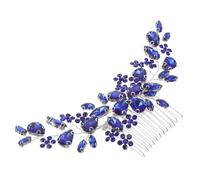 Beaupretty Rhinestone Bridal Hair Comb for Women Wedding Accessories Blue Crystal Hairpiece with Flower Claw Clip Versatile Shine Hair Ornament for Brides Party and Special Occasions