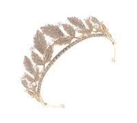 Beaupretty Rhinestone Bridal Headband Leaf Shape Wedding Crown with Faux Pearls Lightweight Comfortable Wedding Hair Accessory for Brides Proms and Birthday Celebrations