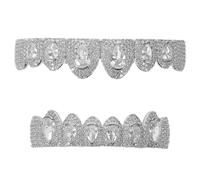 Beaupretty Rhinestone Fake Teeth Grills for Men Vampire Fangs Top Bottom Caps Hip Hop Rapper Costume Grill Accessories for Halloween Parties