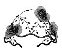 Beaupretty Rhinestone Flower Crowns Mesh Crown Headband FlapperHair Pieces Bridal Headdress Jewelry Headpiece for Halloween Cosplay Party for Girls